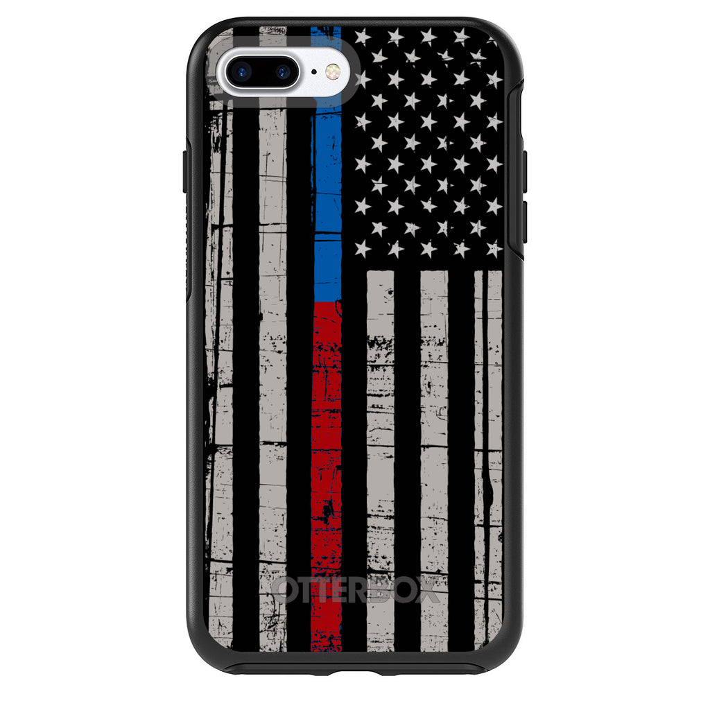 Thin Blue Line Thin Red Line US Flag OtterBox Symmetry Case for iPhone & Galaxy, view 2