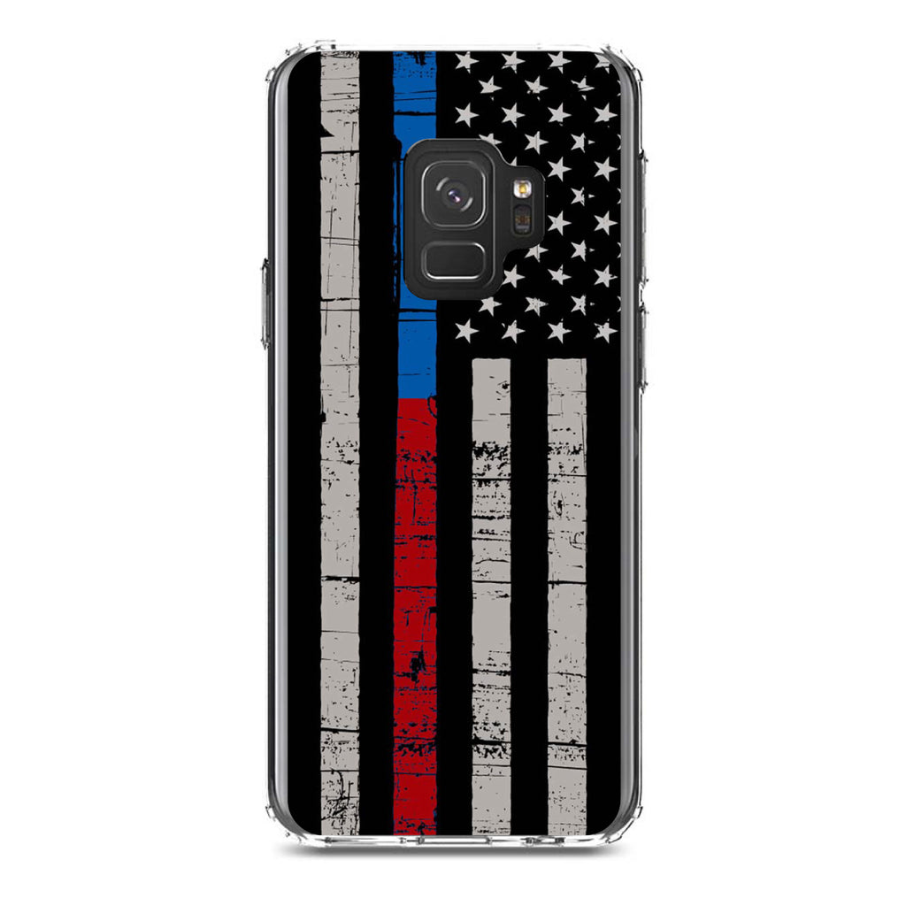 Thin Blue Line Thin Red Line US Flag Clear Shockproof iPhone Case, view 19