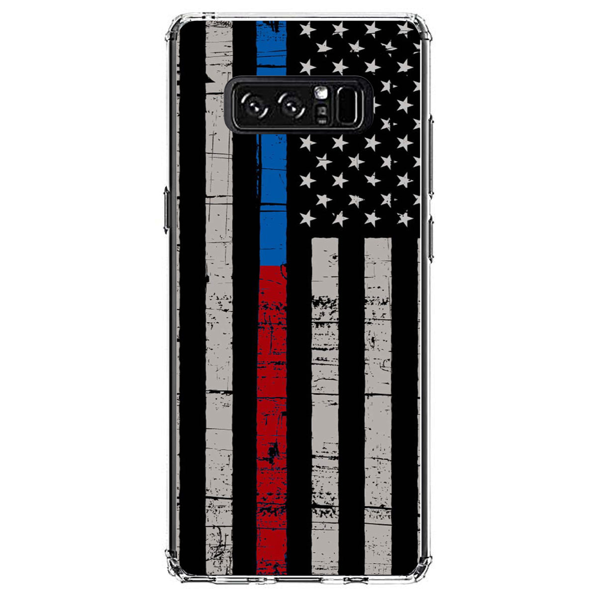 Thin Blue Line Thin Red Line US Flag Clear Shockproof iPhone Case, view 12