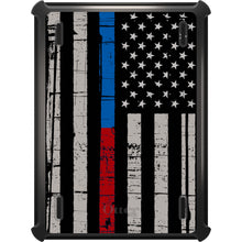 DistinctInk™ OtterBox Defender Series Case for Apple iPad / iPad Pro / iPad Air / iPad Mini - Thin Blue Line Thin Red Line US Flag