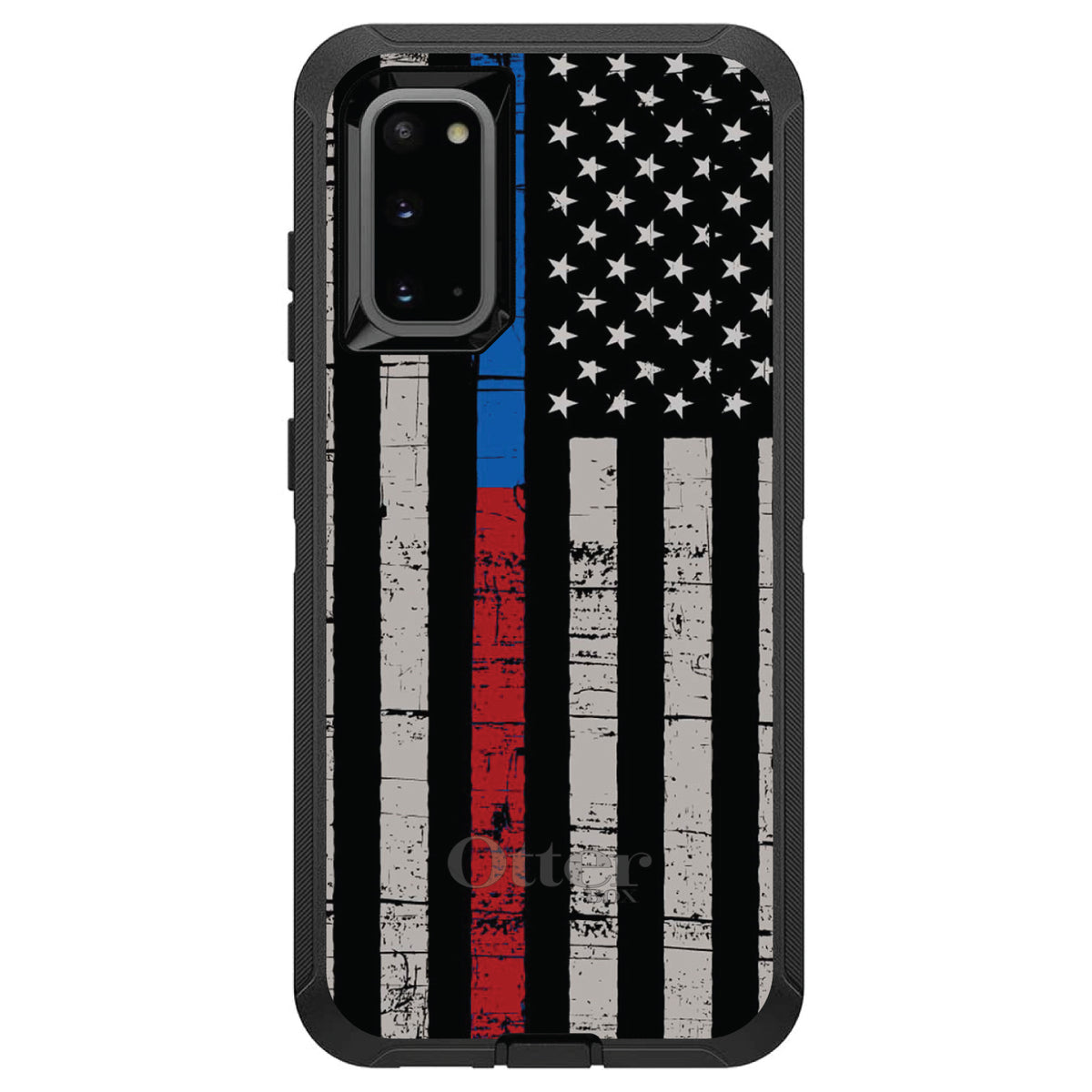 Thin Blue Line Thin Red Line US Flag OtterBox Defender Case for iPhone & Galaxy, view 8