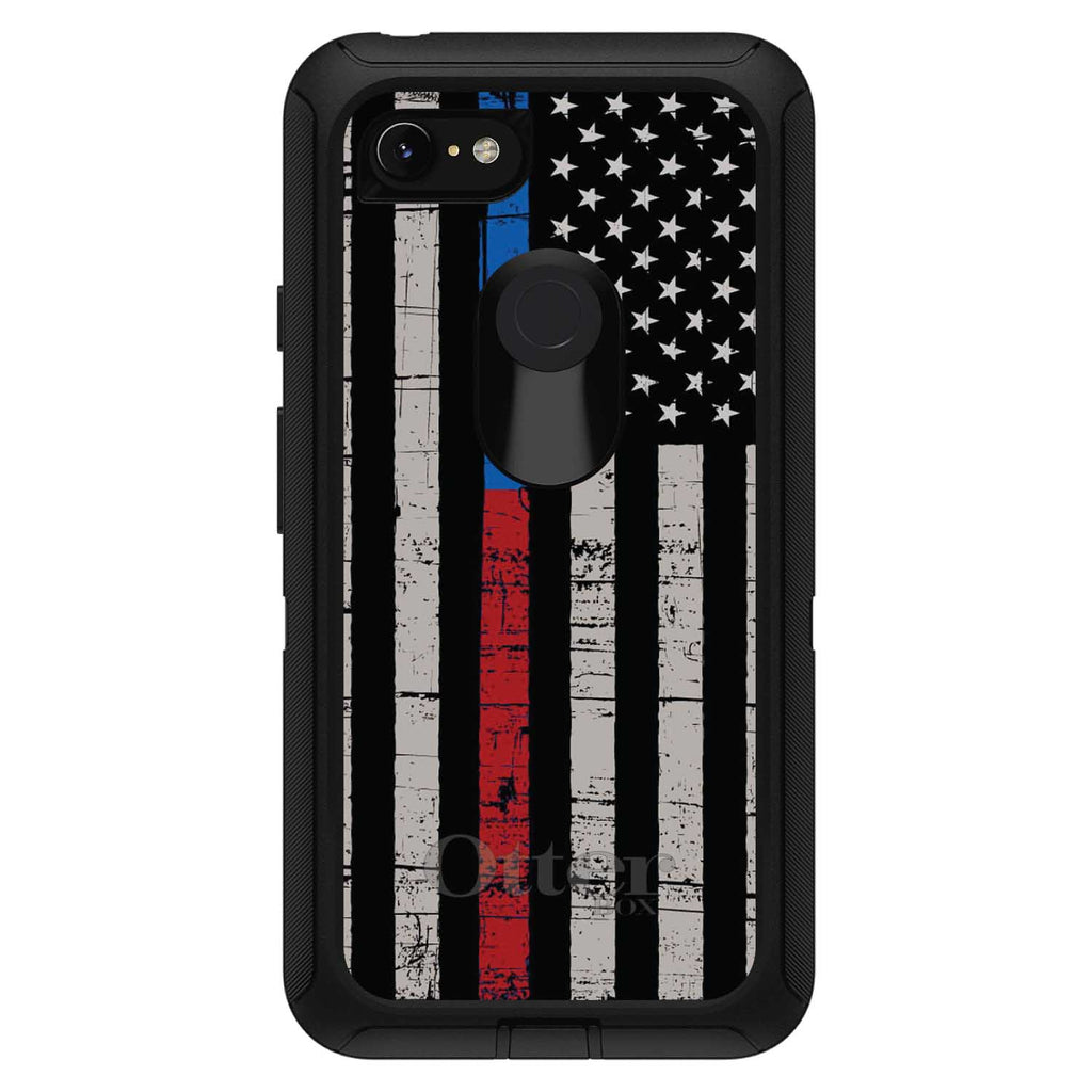 Thin Blue Line Thin Red Line US Flag OtterBox Defender Case for iPhone & Galaxy, view 18