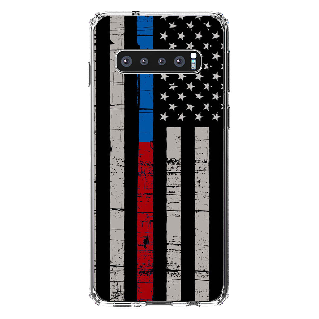 Thin Blue Line Thin Red Line US Flag Clear Shockproof iPhone Case, view 17