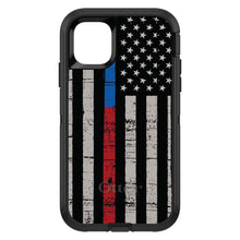 DistinctInk™ OtterBox Defender Series Case for Apple iPhone / Samsung Galaxy / Google Pixel - Thin Blue Line Thin Red Line US Flag