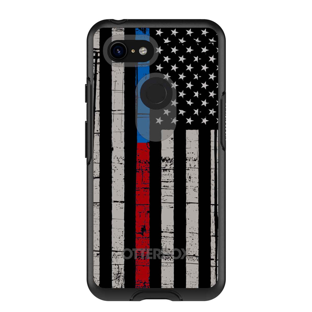 Thin Blue Line Thin Red Line US Flag OtterBox Symmetry Case for iPhone & Galaxy, view 15