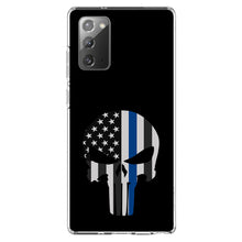 DistinctInk® Clear Shockproof Hybrid Case for Apple iPhone / Samsung Galaxy / Google Pixel - Thin Blue Line Skull