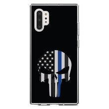 DistinctInk® Clear Shockproof Hybrid Case for Apple iPhone / Samsung Galaxy / Google Pixel - Thin Blue Line Skull