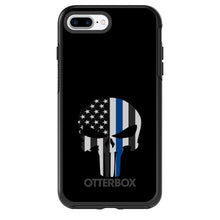 DistinctInk™ OtterBox Symmetry Series Case for Apple iPhone / Samsung Galaxy / Google Pixel - Thin Blue Line Skull