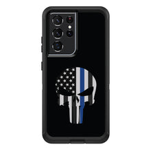 DistinctInk™ OtterBox Defender Series Case for Apple iPhone / Samsung Galaxy / Google Pixel - Thin Blue Line Skull