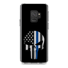 DistinctInk® Clear Shockproof Hybrid Case for Apple iPhone / Samsung Galaxy / Google Pixel - Thin Blue Line Skull