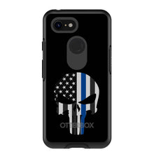 DistinctInk™ OtterBox Symmetry Series Case for Apple iPhone / Samsung Galaxy / Google Pixel - Thin Blue Line Skull