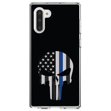 DistinctInk® Clear Shockproof Hybrid Case for Apple iPhone / Samsung Galaxy / Google Pixel - Thin Blue Line Skull