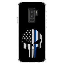 DistinctInk® Clear Shockproof Hybrid Case for Apple iPhone / Samsung Galaxy / Google Pixel - Thin Blue Line Skull