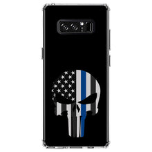 DistinctInk® Clear Shockproof Hybrid Case for Apple iPhone / Samsung Galaxy / Google Pixel - Thin Blue Line Skull