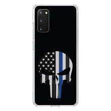 DistinctInk® Clear Shockproof Hybrid Case for Apple iPhone / Samsung Galaxy / Google Pixel - Thin Blue Line Skull