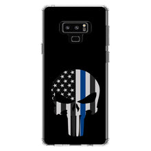 DistinctInk® Clear Shockproof Hybrid Case for Apple iPhone / Samsung Galaxy / Google Pixel - Thin Blue Line Skull