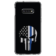 DistinctInk® Clear Shockproof Hybrid Case for Apple iPhone / Samsung Galaxy / Google Pixel - Thin Blue Line Skull