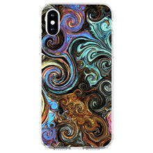 DistinctInk® Clear Shockproof Hybrid Case for Apple iPhone / Samsung Galaxy / Google Pixel - Gold Brown Black Blue Abstract Swirls