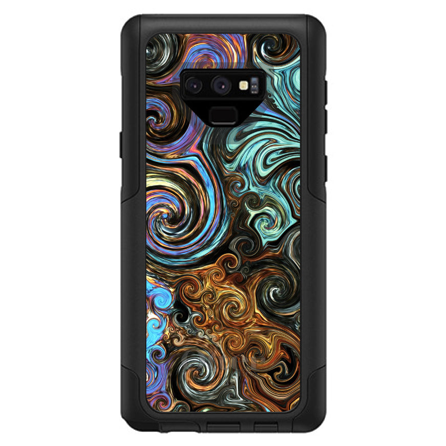Gold Brown Black Blue Abstract Swirls OtterBox Commuter Case for iPhone & Galaxy, view 15