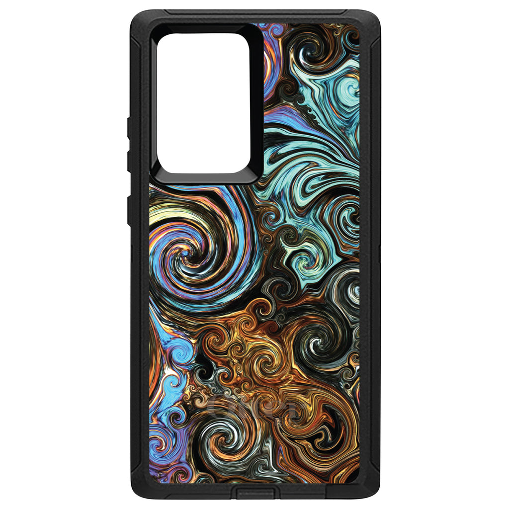 Gold Brown Black Blue Abstract Swirls OtterBox Defender Case for iPhone & Galaxy, view 13