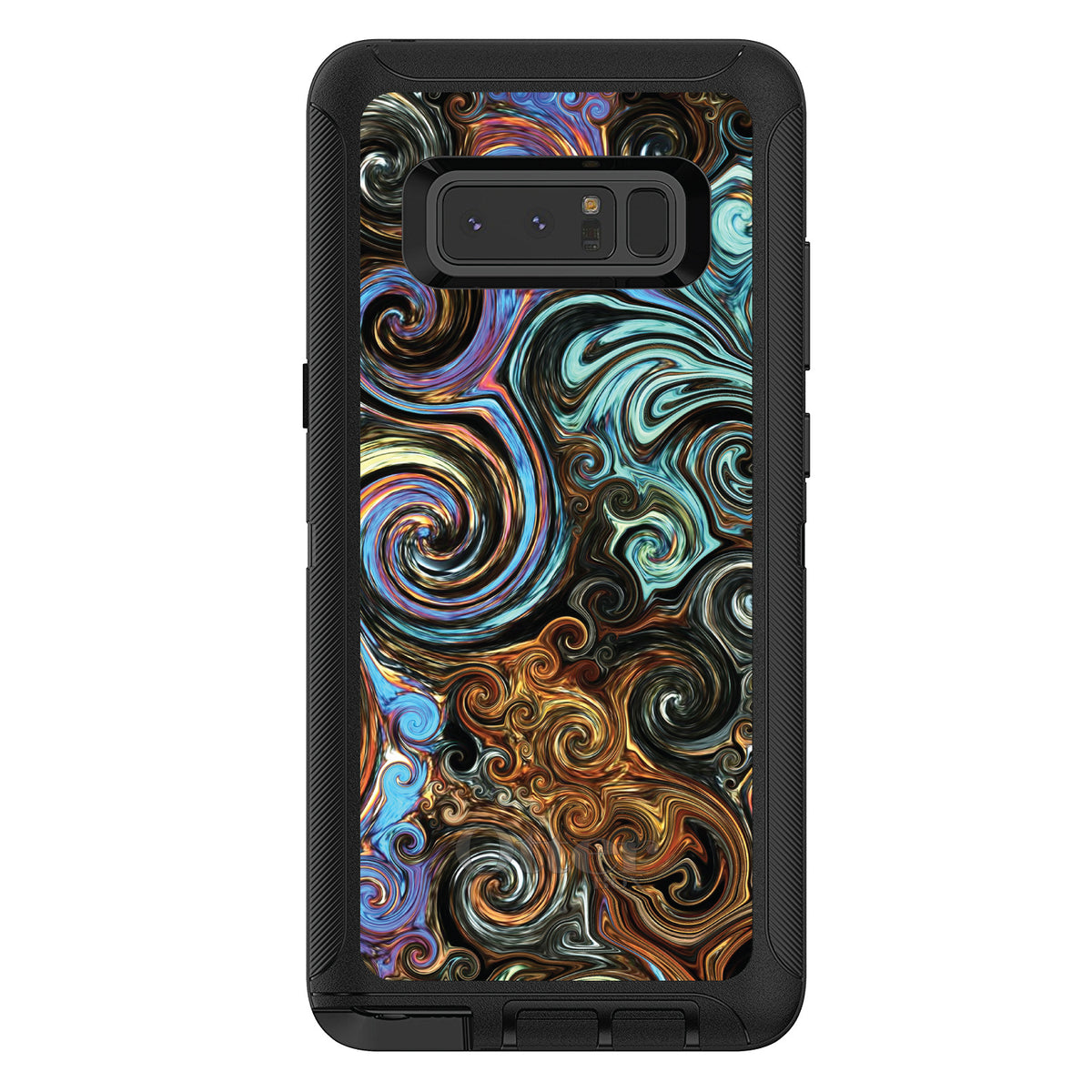 Gold Brown Black Blue Abstract Swirls OtterBox Defender Case for iPhone & Galaxy, view 17