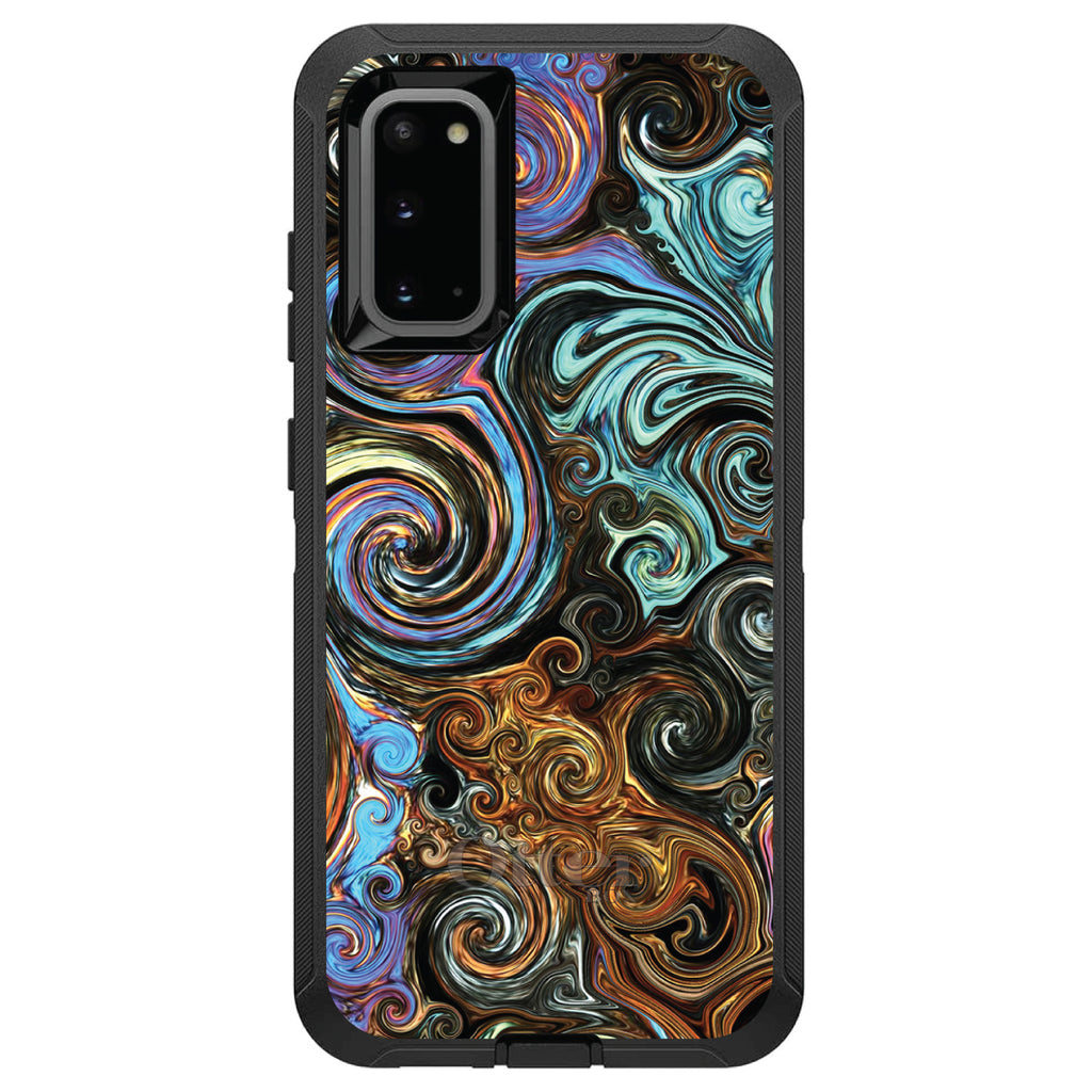 Gold Brown Black Blue Abstract Swirls OtterBox Defender Case for iPhone & Galaxy, view 8