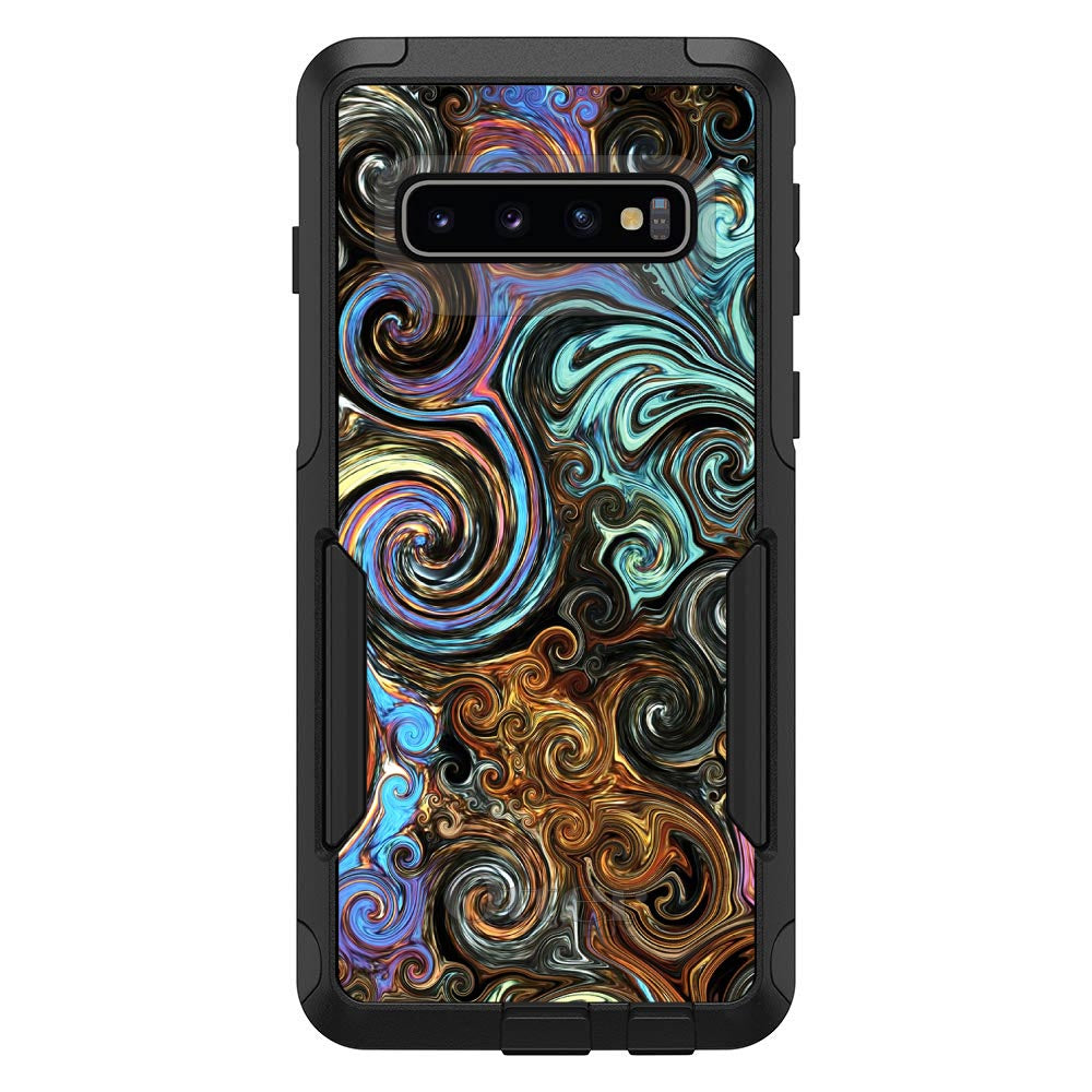 Gold Brown Black Blue Abstract Swirls OtterBox Commuter Case for iPhone & Galaxy, view 7