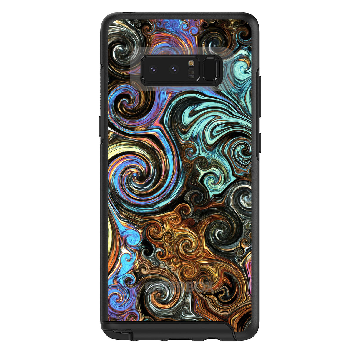 Gold Brown Black Blue Abstract Swirls OtterBox Symmetry Case for iPhone & Galaxy, view 14