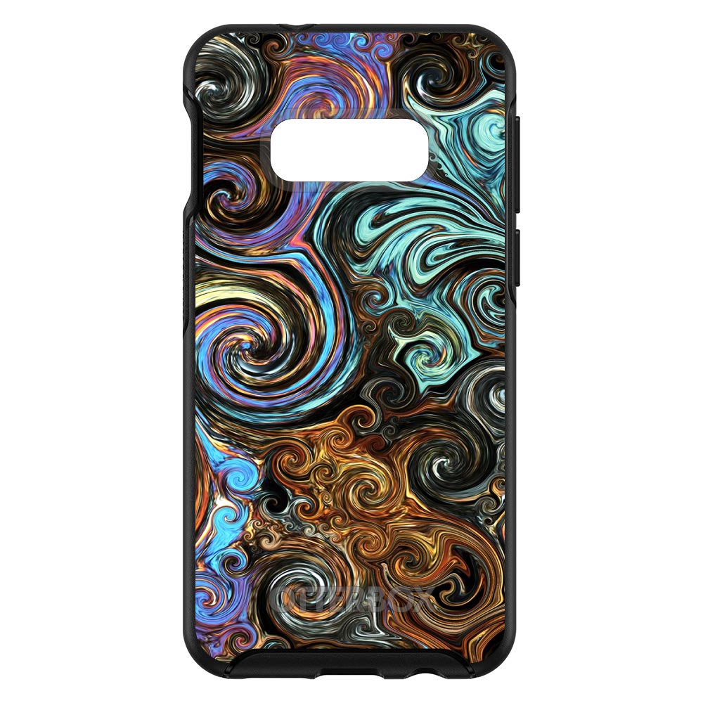 Gold Brown Black Blue Abstract Swirls OtterBox Symmetry Case for iPhone & Galaxy, view 7