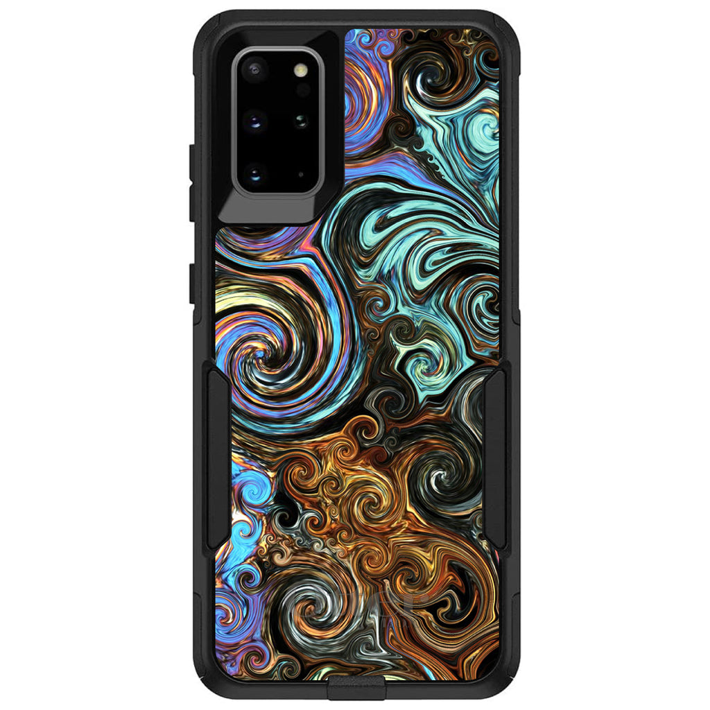 Gold Brown Black Blue Abstract Swirls OtterBox Commuter Case for iPhone & Galaxy, view 6
