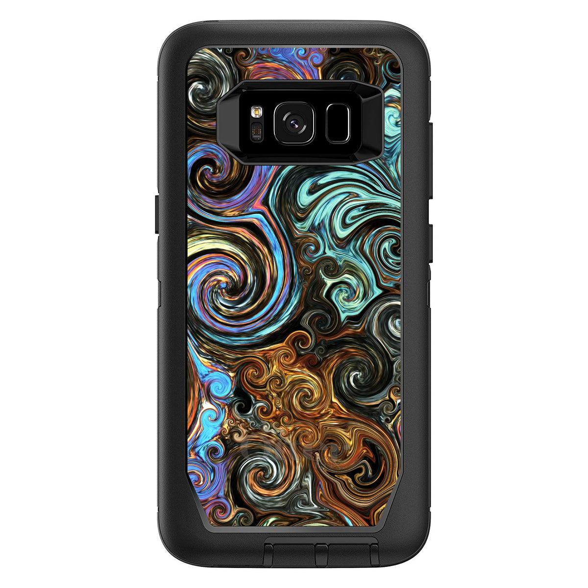 Gold Brown Black Blue Abstract Swirls OtterBox Defender Case for iPhone & Galaxy, view 12