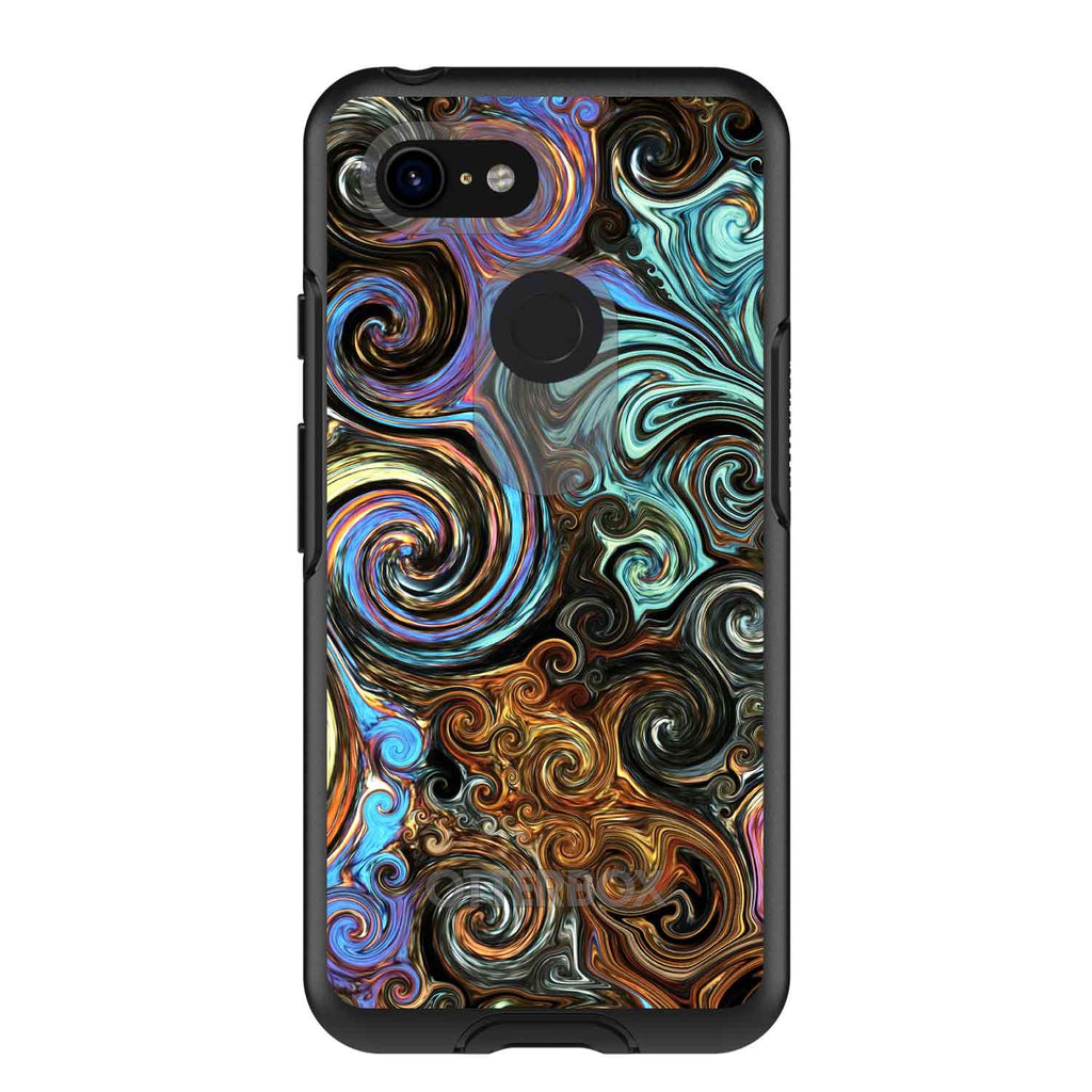 Gold Brown Black Blue Abstract Swirls OtterBox Symmetry Case for iPhone & Galaxy, view 15