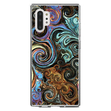 DistinctInk® Clear Shockproof Hybrid Case for Apple iPhone / Samsung Galaxy / Google Pixel - Gold Brown Black Blue Abstract Swirls