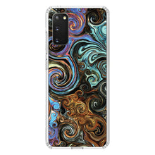 DistinctInk® Clear Shockproof Hybrid Case for Apple iPhone / Samsung Galaxy / Google Pixel - Gold Brown Black Blue Abstract Swirls