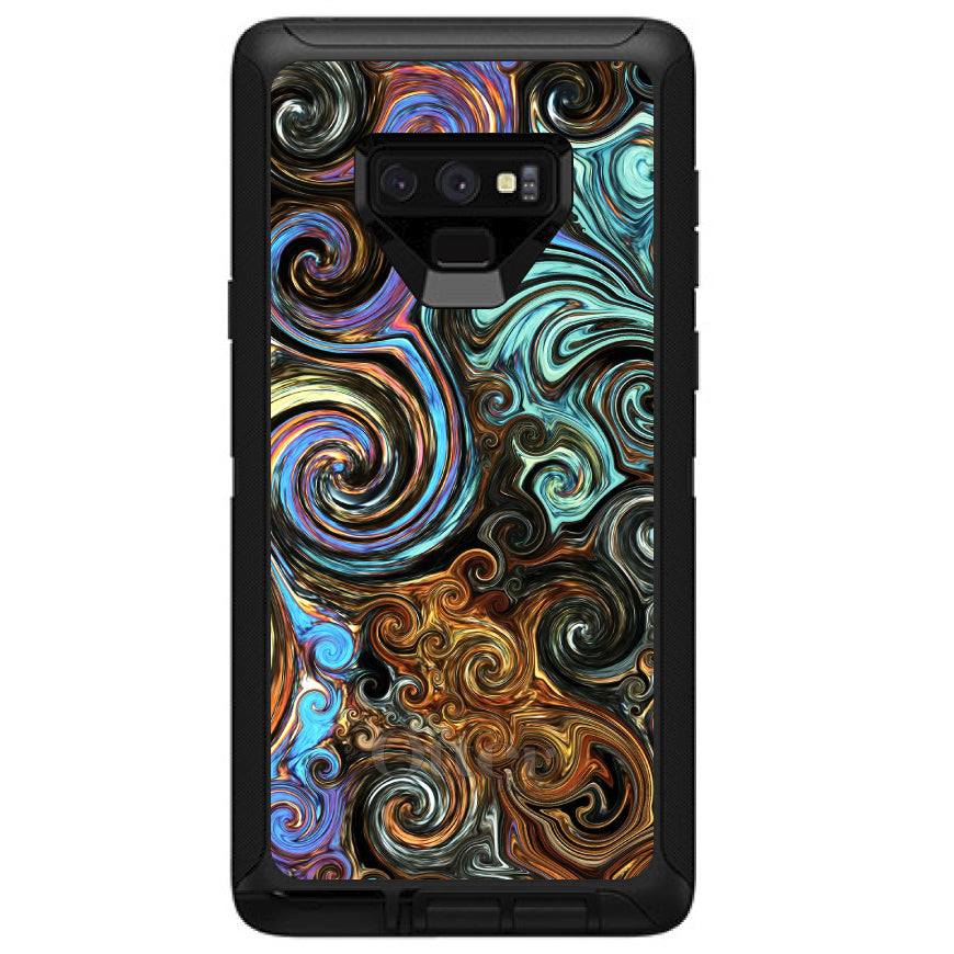 Gold Brown Black Blue Abstract Swirls OtterBox Defender Case for iPhone & Galaxy, view 16