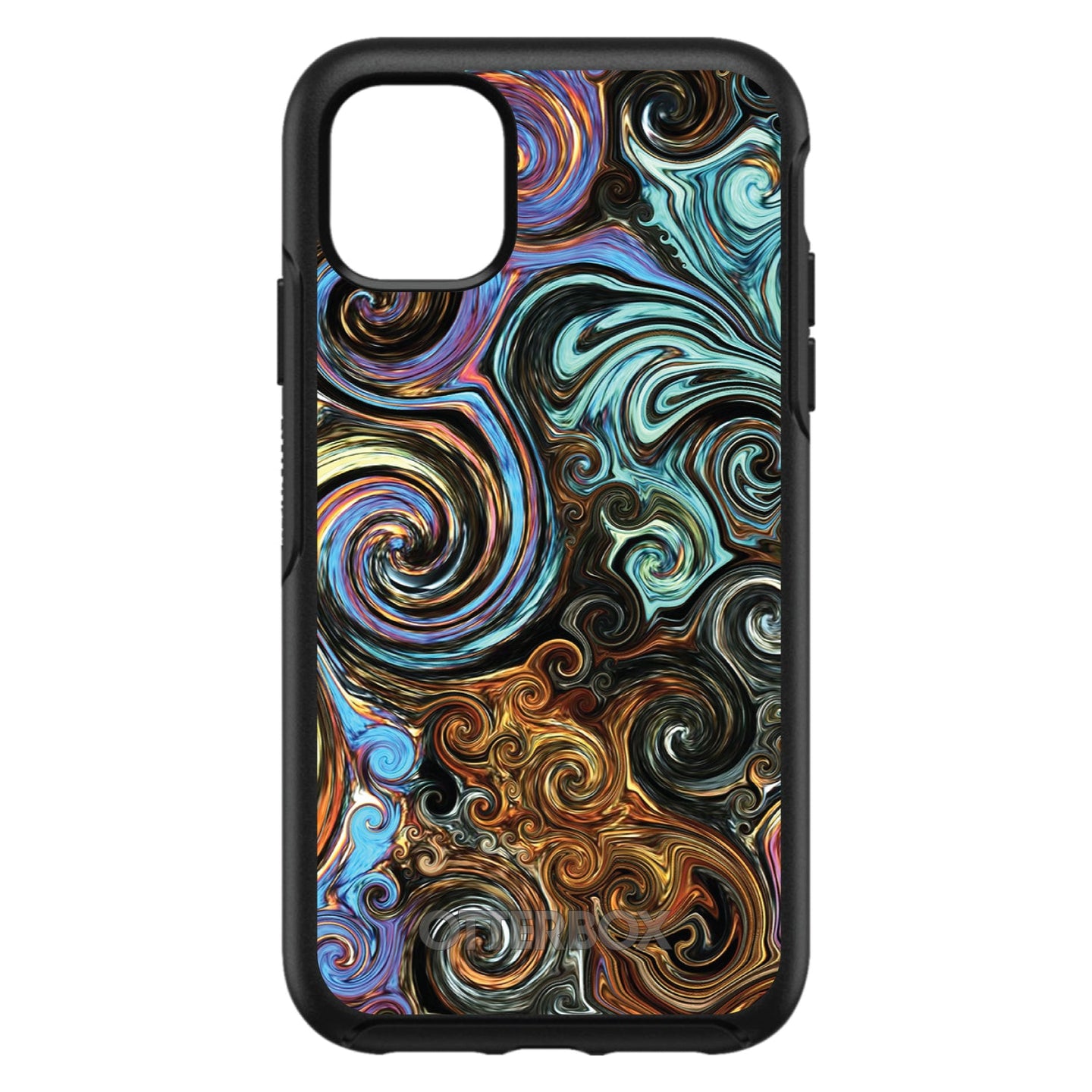 DistinctInk™ OtterBox Symmetry Series Case for Apple iPhone / Samsung Galaxy / Google Pixel - Gold Brown Black Blue Abstract Swirls