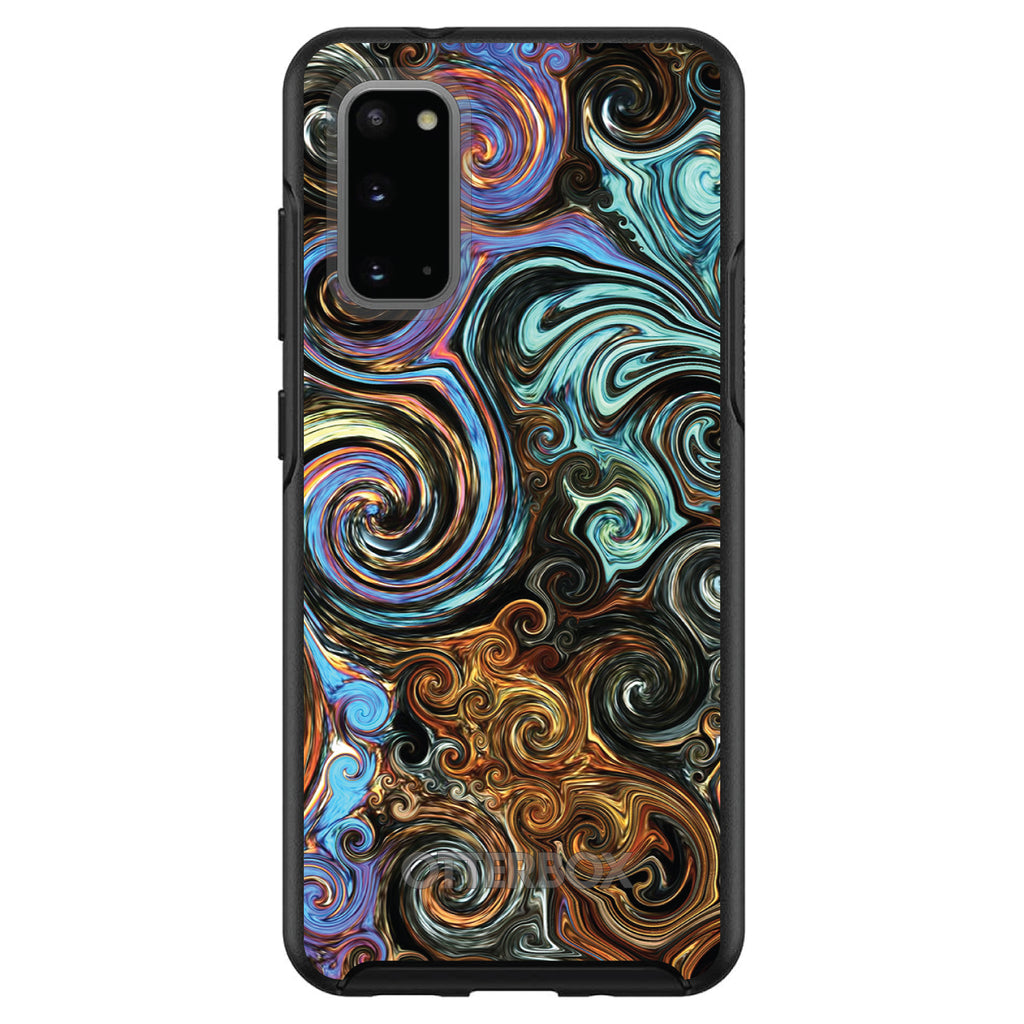 Gold Brown Black Blue Abstract Swirls OtterBox Symmetry Case for iPhone & Galaxy, view 5