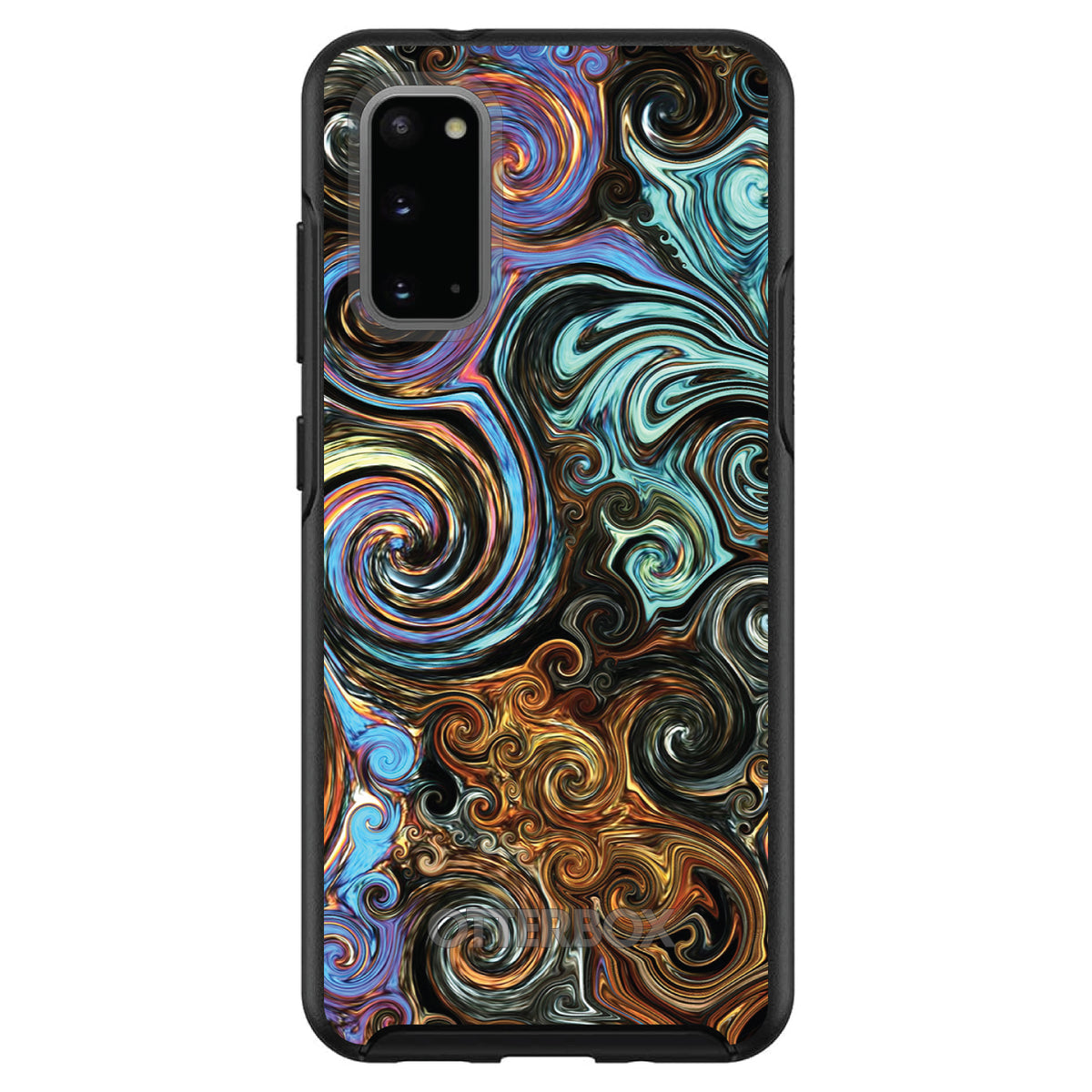 Gold Brown Black Blue Abstract Swirls OtterBox Symmetry Case for iPhone & Galaxy, view 5