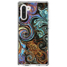 DistinctInk® Clear Shockproof Hybrid Case for Apple iPhone / Samsung Galaxy / Google Pixel - Gold Brown Black Blue Abstract Swirls