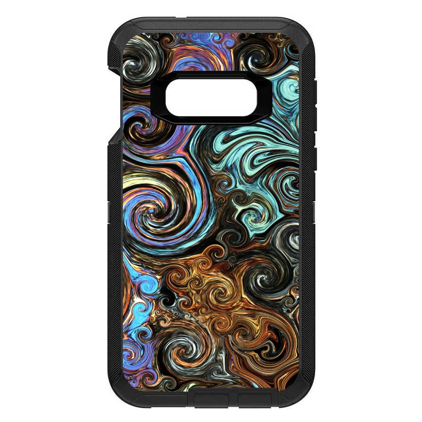Gold Brown Black Blue Abstract Swirls OtterBox Defender Case for iPhone & Galaxy, view 10