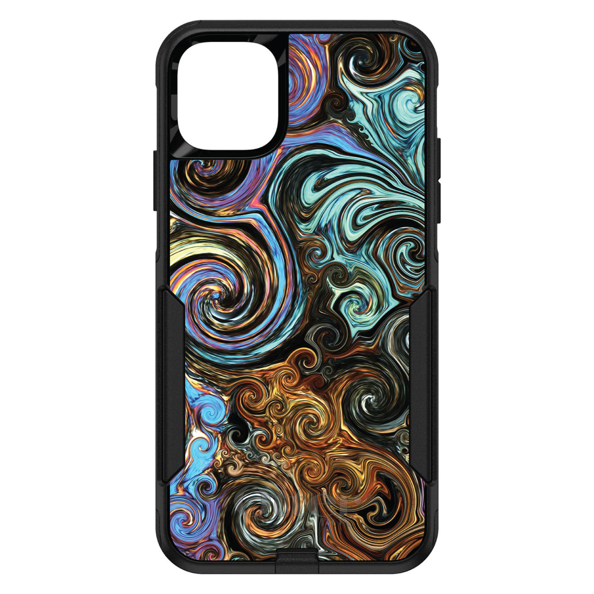 Gold Brown Black Blue Abstract Swirls OtterBox Commuter Case for iPhone & Galaxy, view 2
