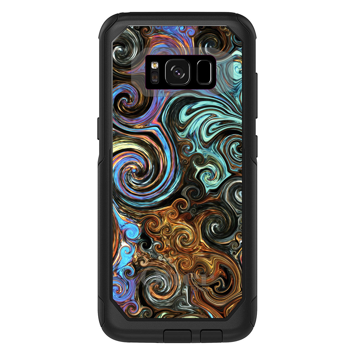 Gold Brown Black Blue Abstract Swirls OtterBox Commuter Case for iPhone & Galaxy, view 10