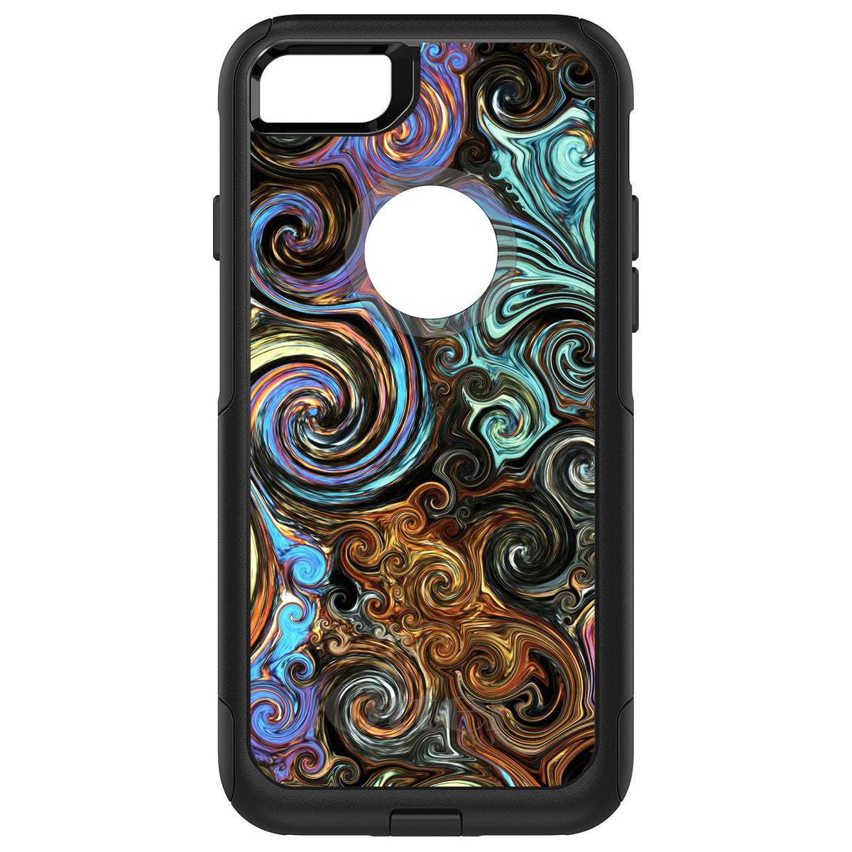 Gold Brown Black Blue Abstract Swirls OtterBox Commuter Case for iPhone & Galaxy
