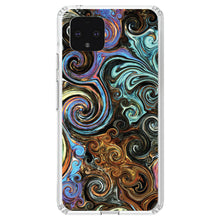 DistinctInk® Clear Shockproof Hybrid Case for Apple iPhone / Samsung Galaxy / Google Pixel - Gold Brown Black Blue Abstract Swirls