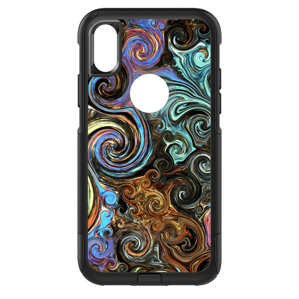 Gold Brown Black Blue Abstract Swirls OtterBox Commuter Case for iPhone & Galaxy, view 3