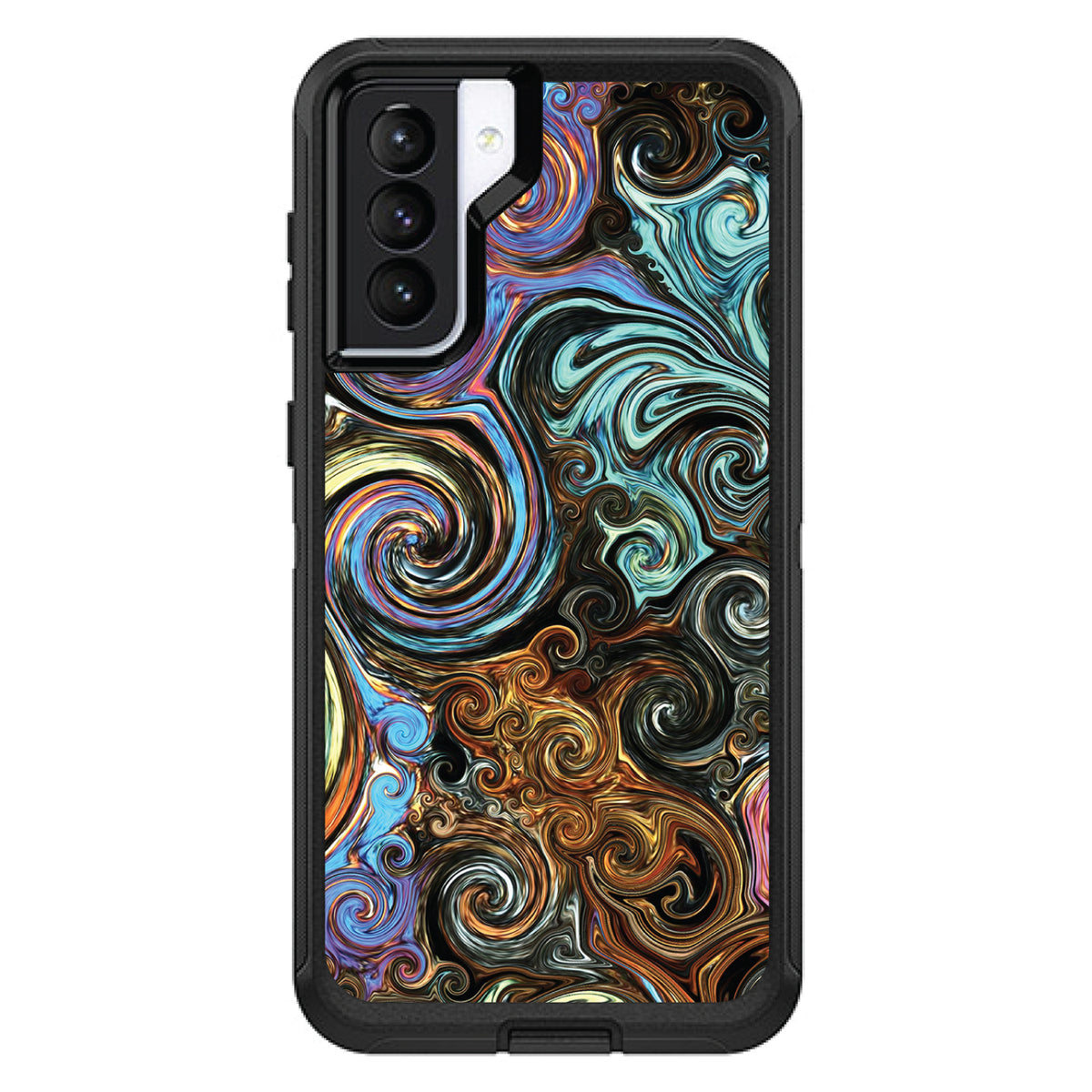 Gold Brown Black Blue Abstract Swirls OtterBox Defender Case for iPhone & Galaxy, view 5