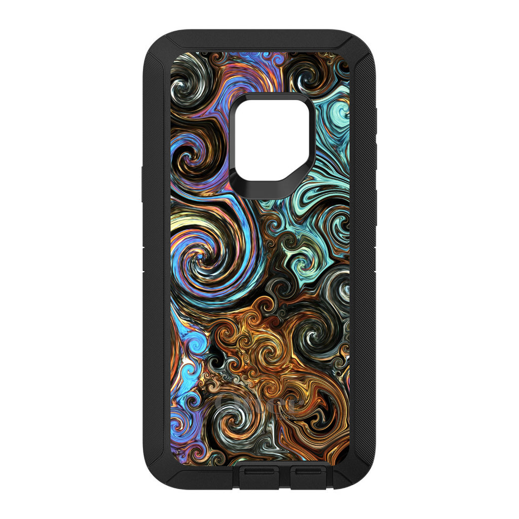 Gold Brown Black Blue Abstract Swirls OtterBox Defender Case for iPhone & Galaxy, view 11
