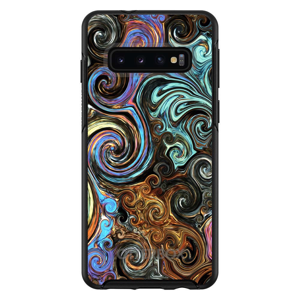 Gold Brown Black Blue Abstract Swirls OtterBox Symmetry Case for iPhone & Galaxy, view 6