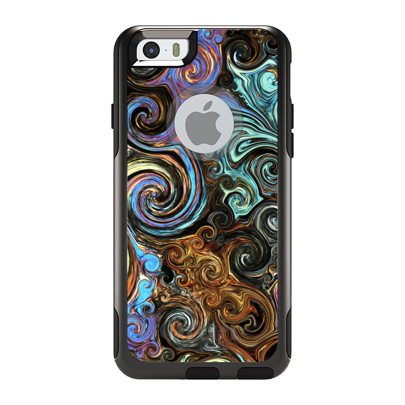 Gold Brown Black Blue Abstract Swirls OtterBox Commuter Case for iPhone & Galaxy, view 4