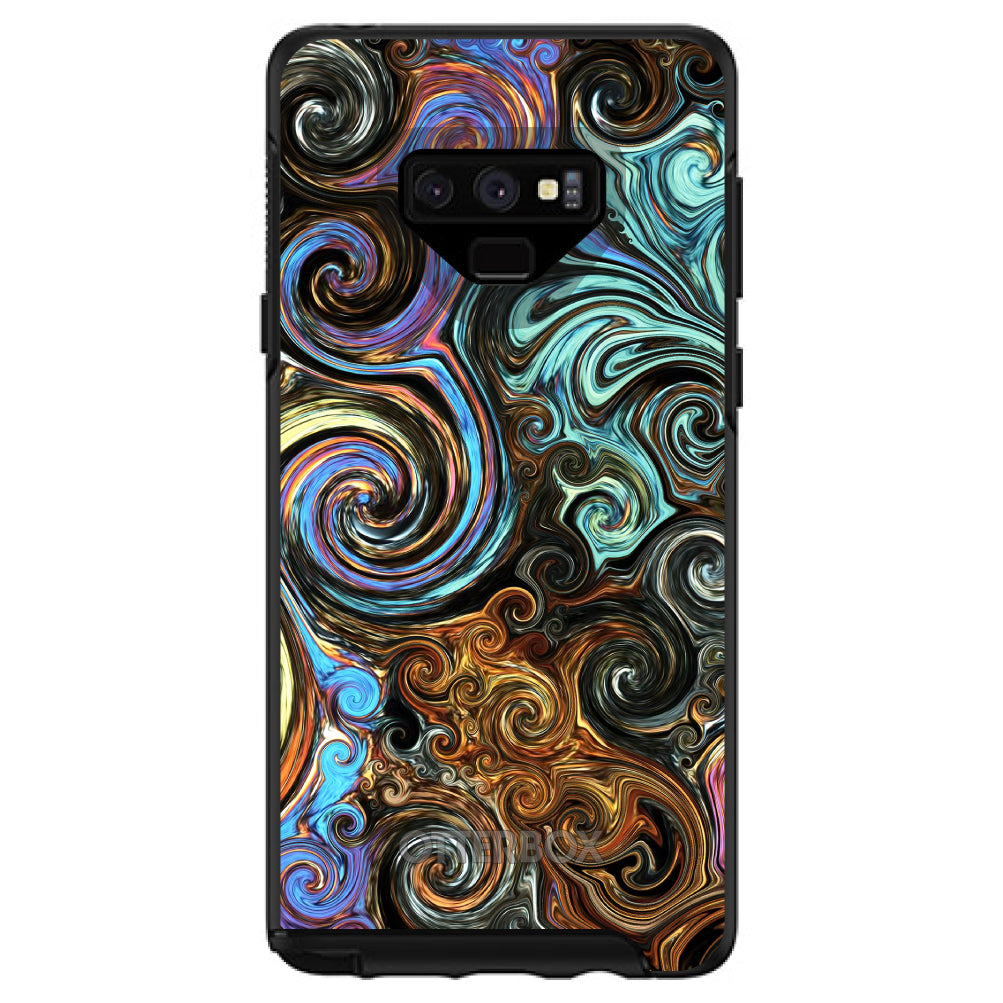 Gold Brown Black Blue Abstract Swirls OtterBox Symmetry Case for iPhone & Galaxy, view 13